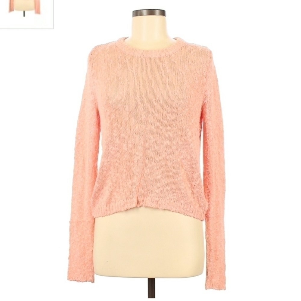 Exhilaration Nubby Lightweigt Sweater Light Pastel Coral Medium M Loose Knit Euc